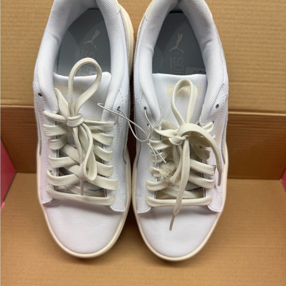 Puma Women's Off-White Leather Low-Top Sneakers